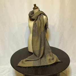 市松模様柿渋染めロングストール　K25112