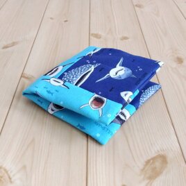 洗える携帯ティッシュケース　メンズ　BOXティッシュから詰替え　子供　男の子　魚　鮫　サメ　ブルー系　559