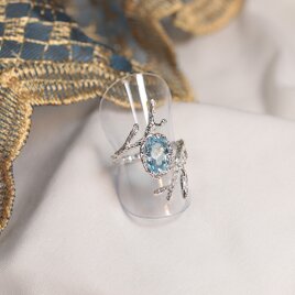 【一点もの】リング（Silver×アクアマリン）フリーサイズ