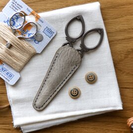 イタリア革のはさみケース／グレー