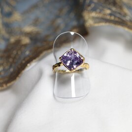 【一点もの】リング（真鍮×キュービックジルコニア　パープル）
