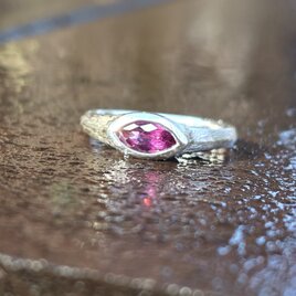 ロードライト　ガーネット　ＭＱチェッカーカット　0.56ct　変形印台　シルバーSV925リング