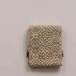 手織りカシミアマフラー・・ベージュ×きなり