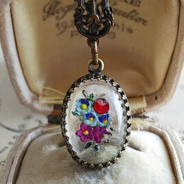 1920年代アンティーク　FlowerインタリオGlass　クラシカルネックレス
