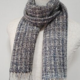 手織り・ふんわりマフラー(白ぼかし)