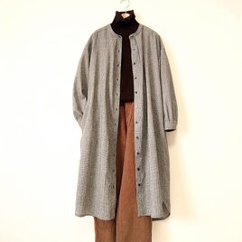 スタンドカラーシャツワンピース minimini千鳥柄 Ｍ～Ｌサイズ