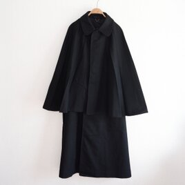 大正〜昭和初期 ウール トンビマント 二重廻し ジャパンヴィンテージ 外套 ブラックウール