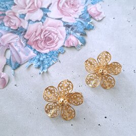 gold filigree flower ヴィンテージイヤリング