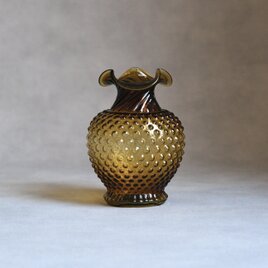 【Indiana Glass】ヴィンテージ / アメリカ製 / ガラス花瓶 / アンバー