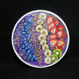 油絵 油彩 油彩画 絵 絵画 丸形キャンバス【アサイーボウル】