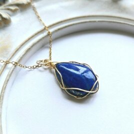 【受注制作】雫 ラピスラズリ の ワイヤーラッピング ペンダントトップ