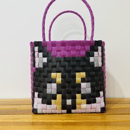 柴犬　黒柴　肉球★プラカゴ★お散歩バッグ温泉バッグ　エコバッグ　PPバンド　カゴバッグ　お散歩バッグ