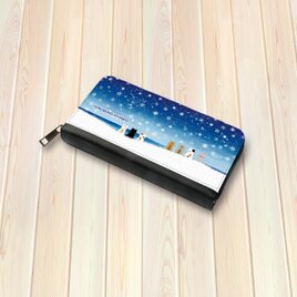 （送料無料）長財布【ほのぼのにゃんこ（雪花）】（名入れ可）