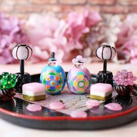 早割セール(～12/30)2026年ひな祭り⭐︎とんぼ玉ひな人形 ガラスのミニチュア雛人形