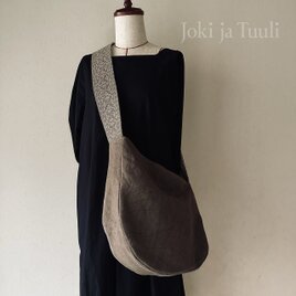 [手織りベルトリネンショルダーバッグ] モカ　