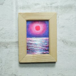 油絵  ミニ絵画【ストロベリームーン】