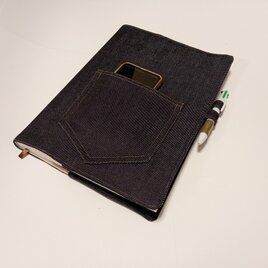 *ＴK⑥A4判手帳カバーデニム　ペン差しポケット有