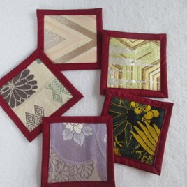 i42　帯 コースター　オリジナルデザイン　5枚セット  送料無料　茶たく　和柄　和風　1点もの　おしゃれのコピー