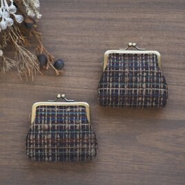 ■手紡ぎ手織り生地のがま口コインケース■ coin(gmi-k)