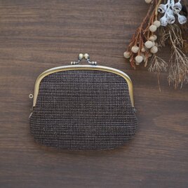 ■手紡ぎ、手織りシルク・ウールの親子がま口財布【ミニマムサイズ】 ■ lucas (gmi-d)