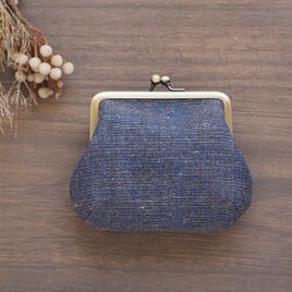 ■手紡ぎ手織り生地のがま口ポーチ■ petit (gmi-g)