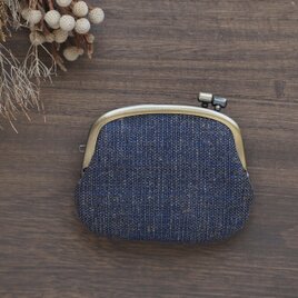 ■手紡ぎ、手織り生地の横ひねりがま口コインケース / e3■ panier(gmi-e3)