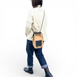 nico：タン（タンニン染め帆布×イタリアンレザー巾着バッグ）受注製作のコピー