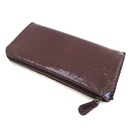 《牛革》Ｌ字ファスナー・ロングウォレット・ダークワイン・コーティングシュリンクレザー・016