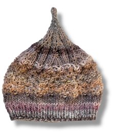 １点限定！　新作2025どんぐりニット帽子　野呂英作毛糸使用　ブラウンベージュグラデーション　誕生日ギフト・プチギフトのコピー