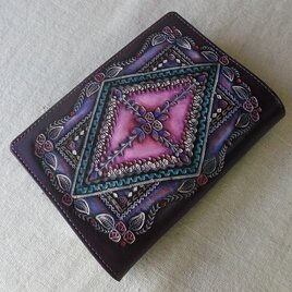 文庫サイズブックカバー 刻印、拭き染め 牛革