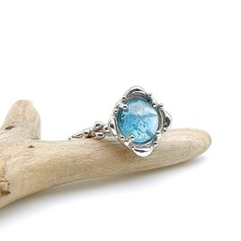 シーグリーンカイヤナイトのデザインリング　11号　～深き森の泉～　天然石アクセサリー　一点物　指輪　macari