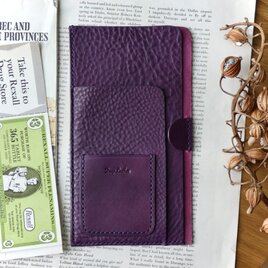 イタリア革チケットホルダー／チケットケース／紫