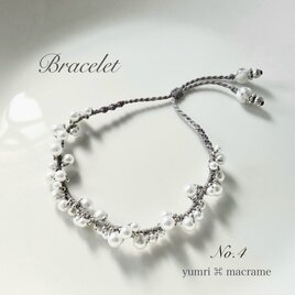 yumri ⌘ macrame マクラメレースブレスレット No.4 (コットンパール）