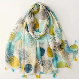 ストール 大判 スカーフ タッセル付き 花柄 春 コットン 綿 レディス 大人 カジュアル ショール マフラー ギフト 通勤通学