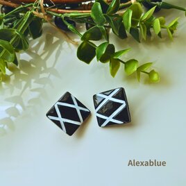 Monotone Cross｜モノトーン ダブルクロス スクエア アンティークイヤリング ヴィンテージイヤリング