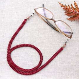 ＊ドイツビーズ&リボンのグラスコード（ボルドー）＊