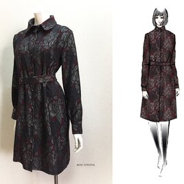【1点もの・デザイン画付き】高級シルクウールシャツ型ワンピース（KOJI TOYODA）