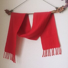 手織りカシミアマフラー・・深みローズ