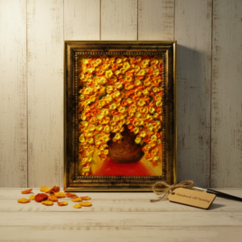 油絵 【梅雨の赤い紫陽花の雨】 | iichi 日々の暮らしを心地よくする