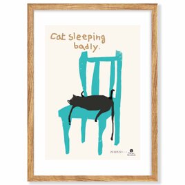 寝相のわるいネコ　猫　送料無料 　あらゆすお部屋のポスター　イラスト　アートポスター　アート/sei検索新着順　3884