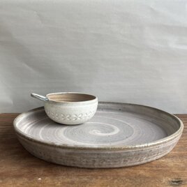 《福袋D》粉引きワンプレートごはん2点セット (8.5寸丸皿•スープ碗）