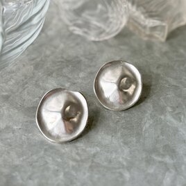 Y1214-ヴィンテージイヤリング U.S.A. 1980's Matte Texture Wavy Round