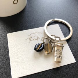 ＊ coffee beans ＊ キーリング チャーム お洒落 キーホルダー / 珈琲 豆 コーヒー チャーム シルバー 鍵