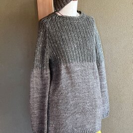 草木染　森ガール風ロングチュニック　お揃いのミニキャップ付き