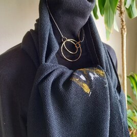 【手織り】Mシルク100％ストール（黒）