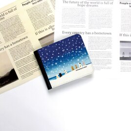 （送料無料）二つ折り財布（かぶせ蓋タイプ）【星空の夜（starry night）】（名入れ可）