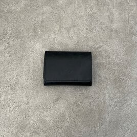 二つ折り財布　 黒（ホック）イタリアンレザー　＜A＞