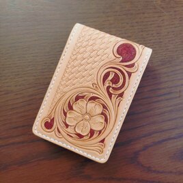 パスケース　カードケース　レザーカービング