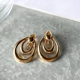 YA228-【 AVON 】エイボン・ヴィンテージイヤリング Double Drop Hoop Door Knocker