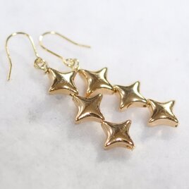 チタンピアス・スリースター・ゴールド（ヘマタイト）